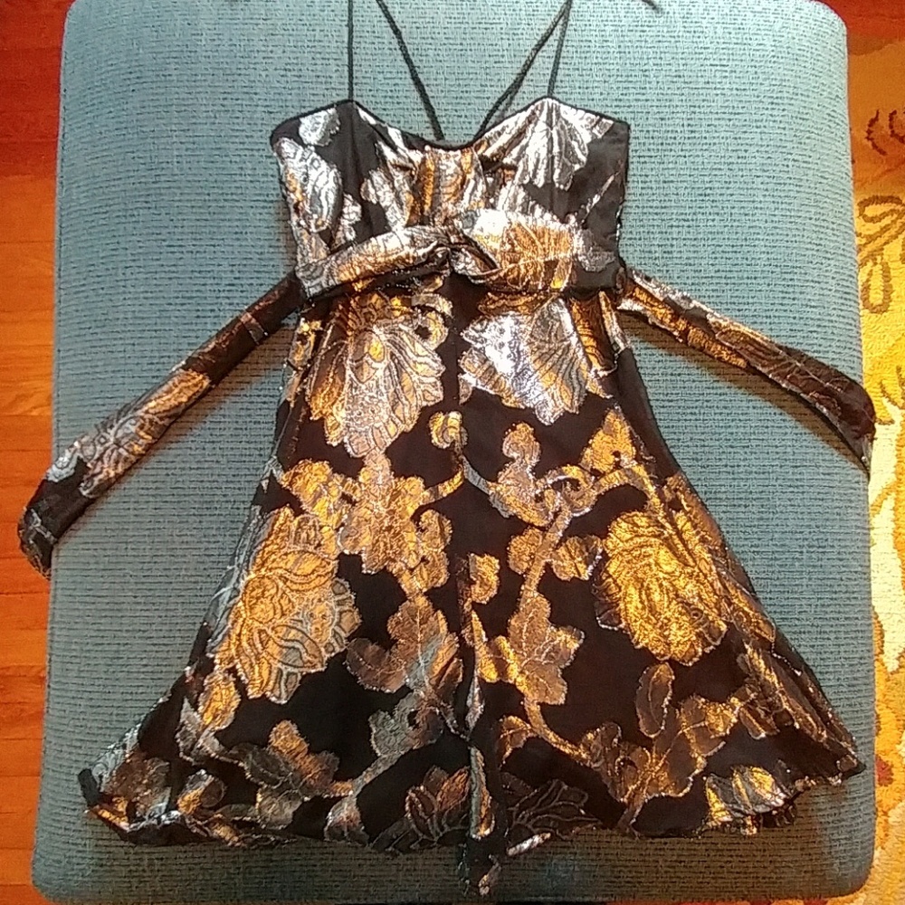 Calvin Klein black and silver floral party dress